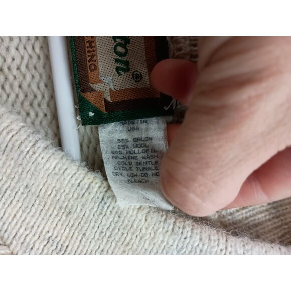 VTG 90s Remington Mens Sweater Size XL Ivory Wool Blend Heavy Henley Gorpcore - Picture 5 of 7